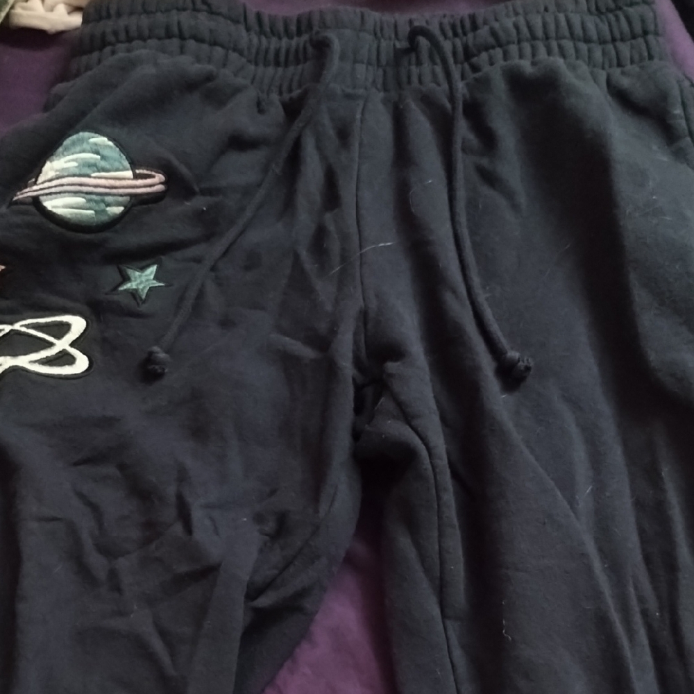 Disney Dark Blue Sweatpants with Space Embroidery